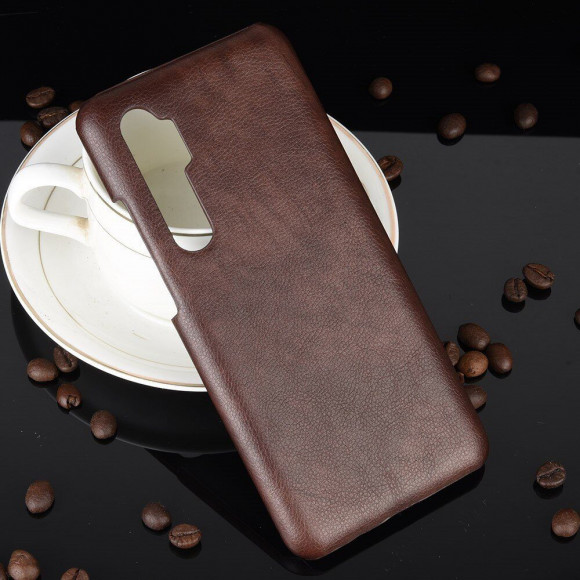 Кожаная накладка-чехол для Xiaomi Mi Note 10 Lite (коричневый)