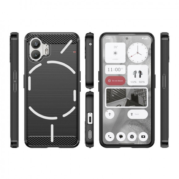 Чехол-накладка Carbon Fibre для Nothing Phone (2) (черный) Чехол-накладка Carbon Fibre для Nothing Phone (2) (черный)