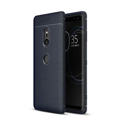 Чехол-накладка Litchi Grain для Sony Xperia XZ3 (темно-синий)