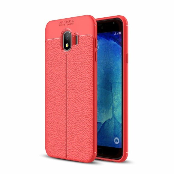 Чехол-накладка Litchi Grain для Samsung Galaxy J4 (2018) (красный)