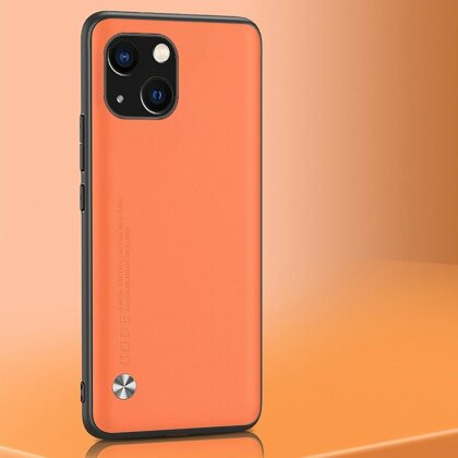 Чехол из искусственной кожи для iPhone 13 (оранжевый)