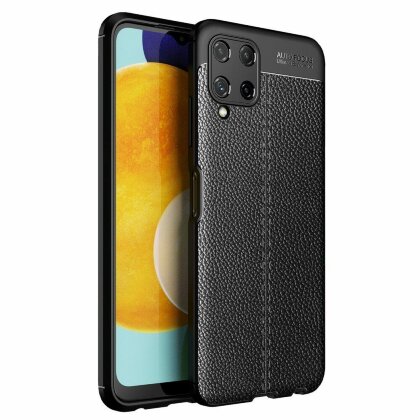 Чехол-накладка Litchi Grain для Samsung Galaxy A22 (черный)