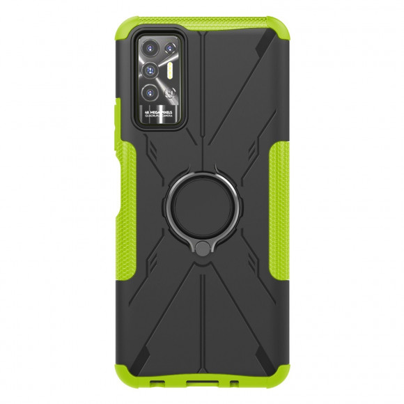 Чехол Armor Shockproof Ring Holder для Tecno Pova 2 (черный + зеленый) Чехол Armor Shockproof Ring Holder для Tecno Pova 2 (черный + зеленый)
