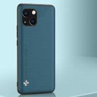 Чехол из искусственной кожи для iPhone 13 (серо-синий)