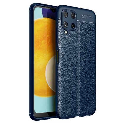 Чехол-накладка Litchi Grain для Samsung Galaxy A22 (темно-синий)