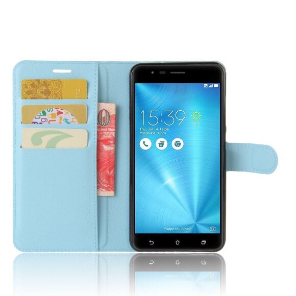 Чехол с визитницей для Asus Zenfone 3 Zoom ZE553KL (голубой)