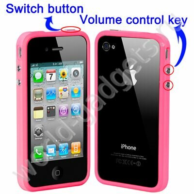 Бампер TPU с кнопками для iPhone 4/4s (розовый)