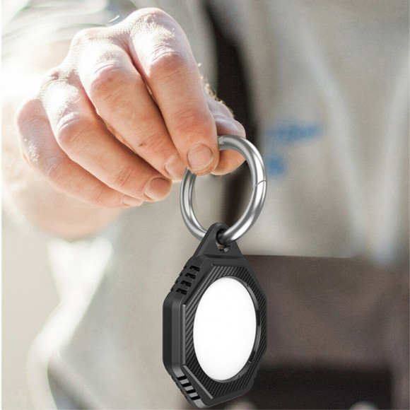 Силиконовый брелок Rhombus Carbon Fiber для AirTag (черный)