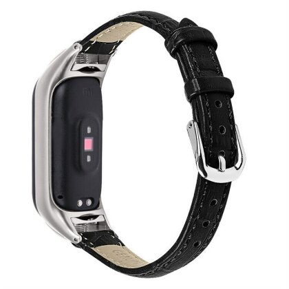 Кожаный ремешок Crocodile Texture для Xiaomi Smart Band 7 (черный)