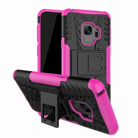 Чехол Hybrid Armor для Samsung Galaxy S9+ (черный + розовый)