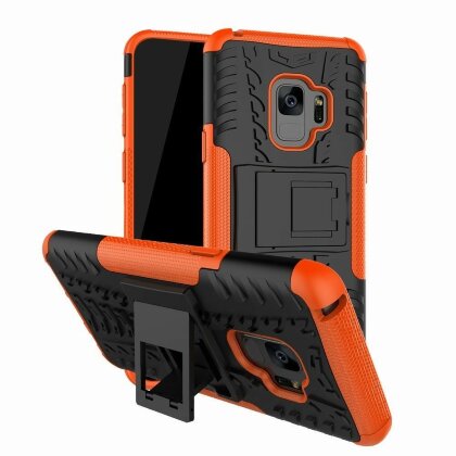 Чехол Hybrid Armor для Samsung Galaxy S9+ (черный + оранжевый)