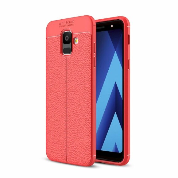 Чехол-накладка Litchi Grain для Samsung Galaxy A6 (красный)