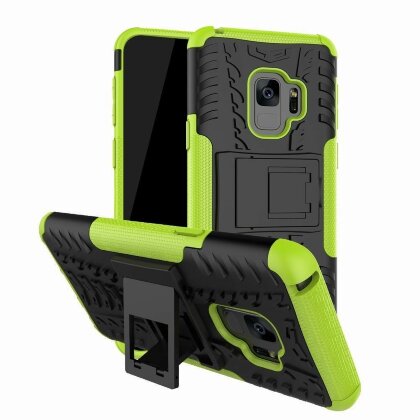 Чехол Hybrid Armor для Samsung Galaxy S9+ (черный + зеленый)