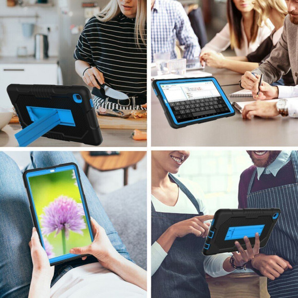 Гибридный TPU чехол для Samsung Galaxy Tab A7 Lite SM-T220 / SM-T225 (черный+голубой)