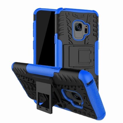 Чехол Hybrid Armor для Samsung Galaxy S9+ (черный + голубой)