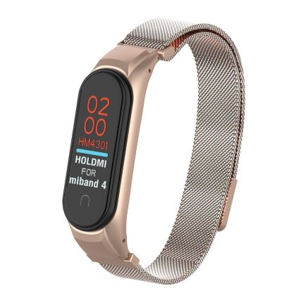 Сетчатый браслет для Xiaomi Mi Band 4 (розовое золото)