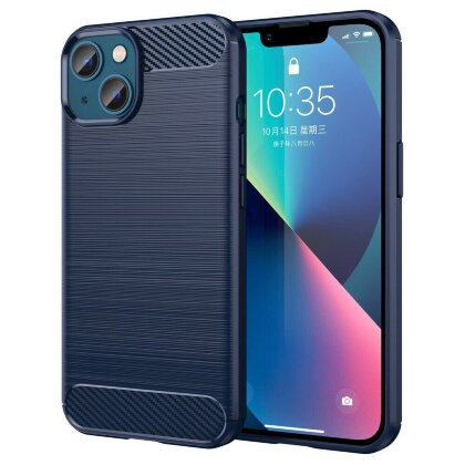 Чехол-накладка Carbon Fibre для iPhone 14 Plus (темно-синий)