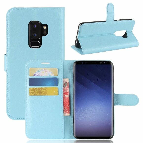 Чехол с визитницей для Samsung Galaxy S9+ (голубой)