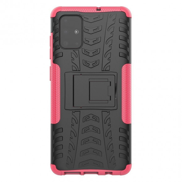 Чехол Hybrid Armor для Samsung Galaxy A71 (черный + розовый)