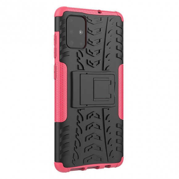 Чехол Hybrid Armor для Samsung Galaxy A71 (черный + розовый)