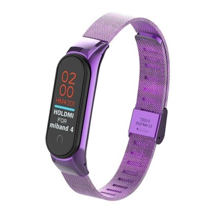 Сетчатый браслет с застежкой для Xiaomi Mi Band 4 (фиолетовый)