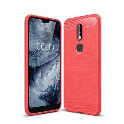 Чехол-накладка Carbon Fibre для Nokia 7.1 (красный)