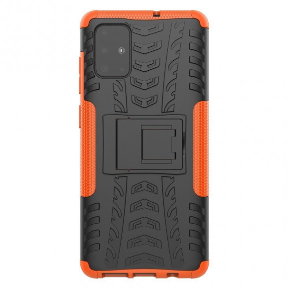 Чехол Hybrid Armor для Samsung Galaxy A71 (черный + оранжевый)
