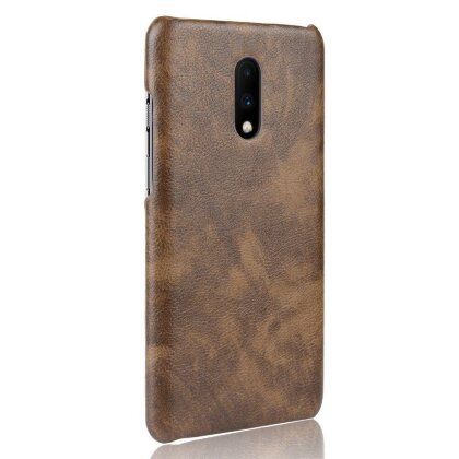 Кожаная накладка-чехол для OnePlus 7 (коричневый)