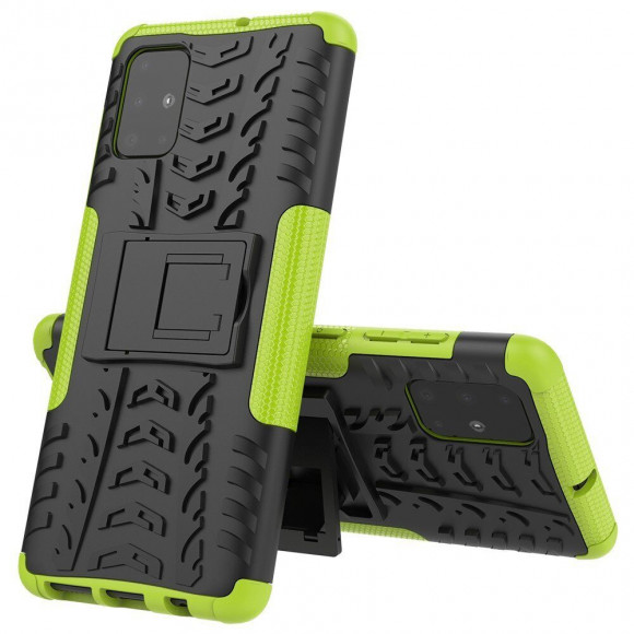 Чехол Hybrid Armor для Samsung Galaxy A71 (черный + зеленый)