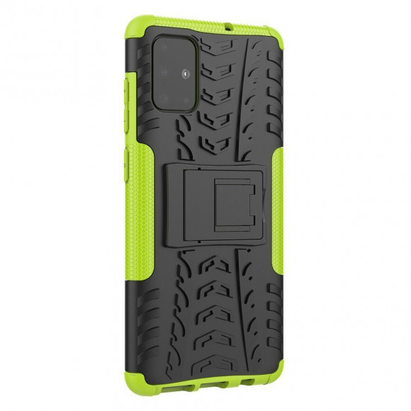 Чехол Hybrid Armor для Samsung Galaxy A71 (черный + зеленый)