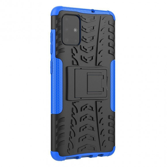 Чехол Hybrid Armor для Samsung Galaxy A71 (черный + голубой)