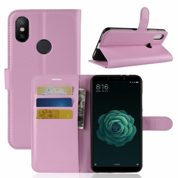 Чехол с визитницей для Xiaomi Mi 6X / Xiaomi Mi A2 (розовый)