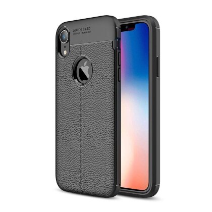 Чехол-накладка Litchi Grain для iPhone XR (черный)