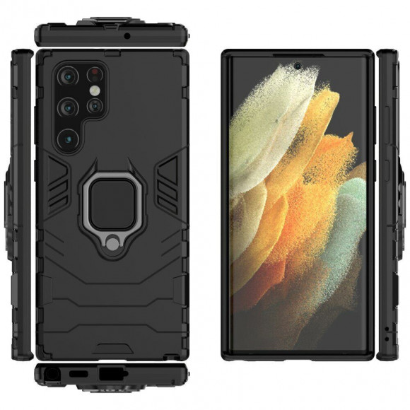 Чехол Armor Ring Holder для Samsung Galaxy S22 Ultra (черный) Чехол Armor Ring Holder для Samsung Galaxy S22 Ultra (черный)