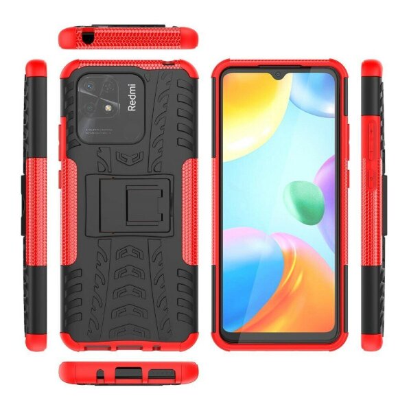 Чехол Hybrid Armor для Xiaomi Redmi 10C (черный + красный)