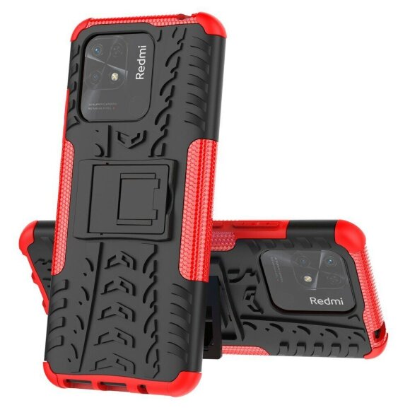 Чехол Hybrid Armor для Xiaomi Redmi 10C (черный + красный)