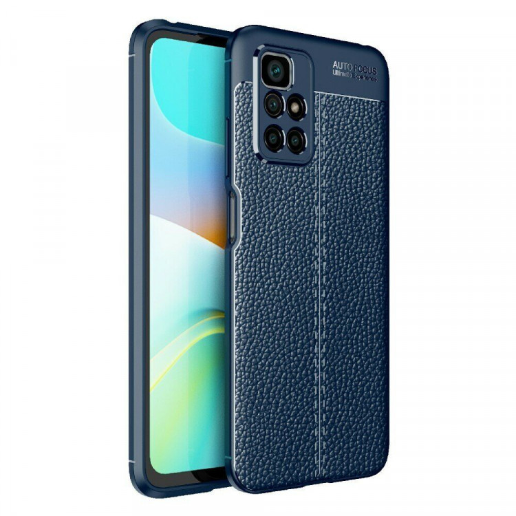 Чехол-накладка Litchi Grain для Xiaomi Redmi 10 / Redmi 10 2022 (темно-синий)