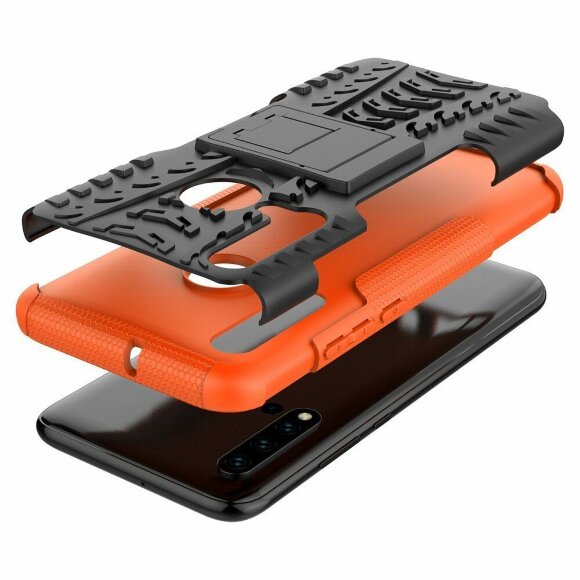 Чехол Hybrid Armor для Huawei P20 lite (2019) / nova 5i (черный + оранжевый) Чехол Hybrid Armor для Huawei P20 lite (2019) / nova 5i (черный + оранжевый)