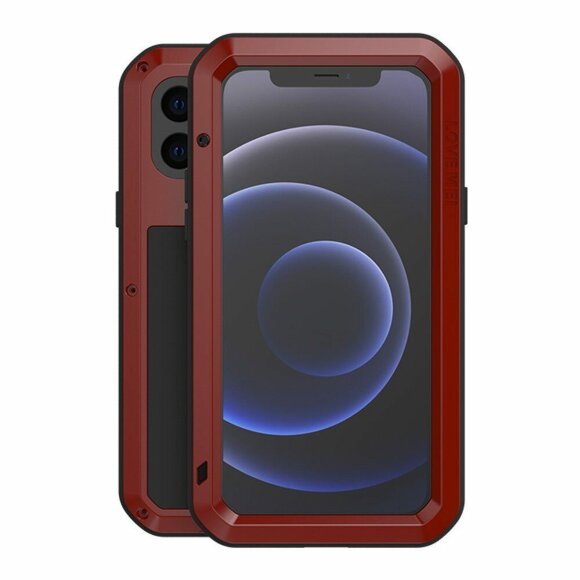Гибридный чехол LOVE MEI для iPhone 12 mini (красный)
