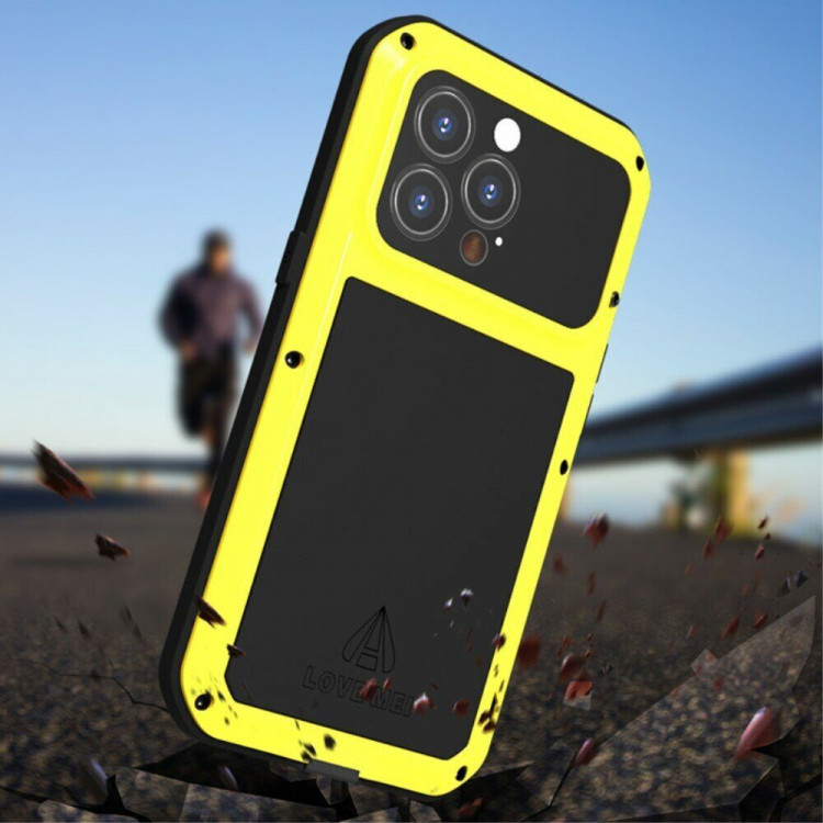 Гибридный чехол LOVE MEI для iPhone 13 Pro (желтый)