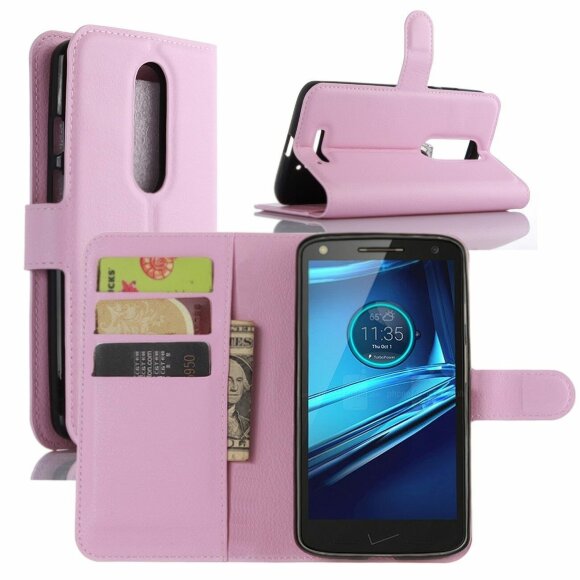 Чехол с визитницей для Motorola Moto X Force (розовый)