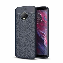 Чехол-накладка Litchi Grain для Motorola Moto G6 (темно-синий)