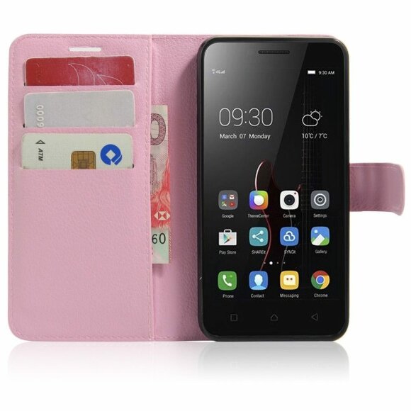 Чехол с визитницей для Lenovo Vibe C (розовый)