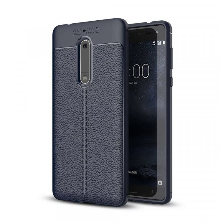 Чехол-накладка Litchi Grain для Nokia 5 (темно-синий)