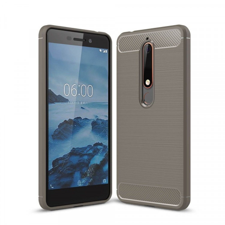 Чехол-накладка Carbon Fibre для Nokia 6 (2018) / Nokia 6.1 (серый)