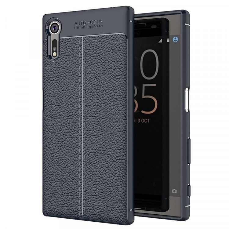 Чехол-накладка Litchi Grain для Sony Xperia XZ / XZs (темно-синий)