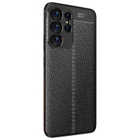 Чехол-накладка Litchi Grain для Samsung Galaxy S23 Ultra (черный)