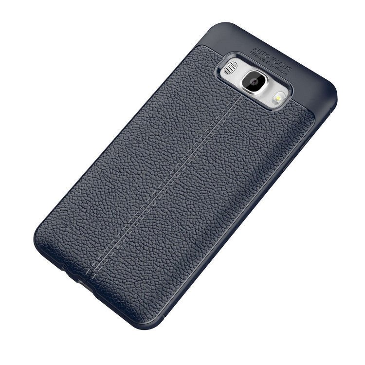 Чехол-накладка Litchi Grain для Samsung Galaxy J5 (2016) (темно-синий)