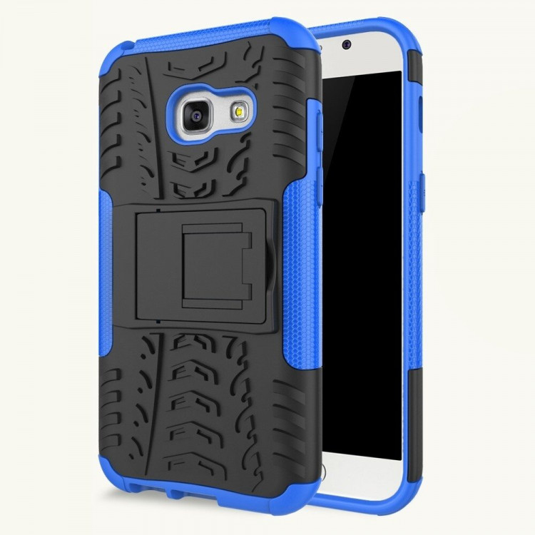 Чехол Hybrid Armor для Samsung Galaxy A3 (2017) SM-A320F (черный + голубой)