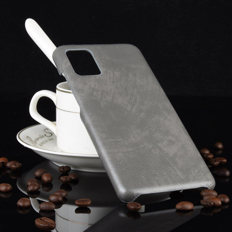 Кожаная накладка-чехол для Samsung Galaxy A71 (серый)